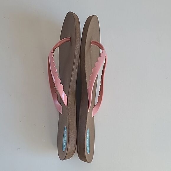 Oka b. Bristol Flip Flops Sandals Thongs Color: Toffee/Pink Salt Size 8 - Picture 7 of 12